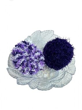 HAND CRAFTED Purple Crochet Polyester Reusable Kitchen Or Bath Scrubbing Pads